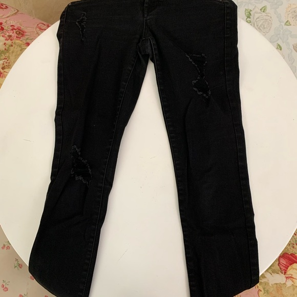 Charlotte Russe 0 black refuge high waisted jeans. Holes. Distressed ripper Jean - Picture 3 of 6